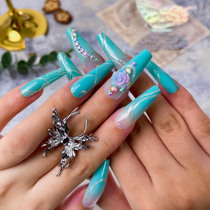 Nails- 24 Pcs Press On Nails Long Coffin Fake Nails - Blue Gradient Design False Nails - Long Press-on Nails Full Cover Summer Press On Nails For Women Manicure.
Nails- 24 Pcs Press On Nails Long Coffin Fake Nails - Blue Gradient Design False Nails - Long Press-on Nails Full Cover Summer Press On Nails For Women Manicure.