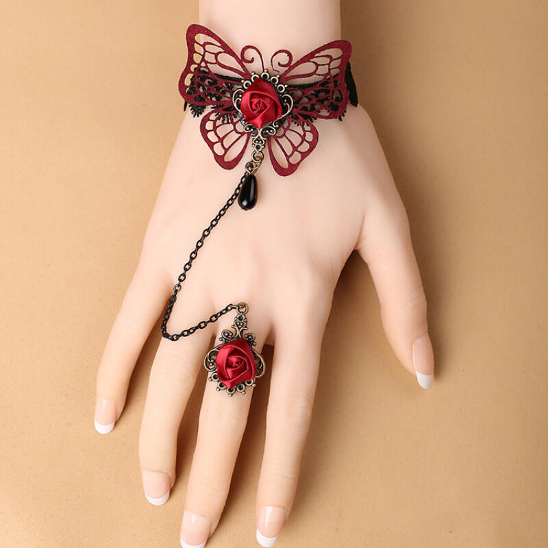 1pc Exquisite Rose Flower Butterfly Hollow Lace Gothic Red Black Bracelet Ring Woman Party Banquet Prom
1pc Exquisite Rose Flower Butterfly Hollow Lace Gothic Red Black Bracelet Ring Woman Party Banquet Prom