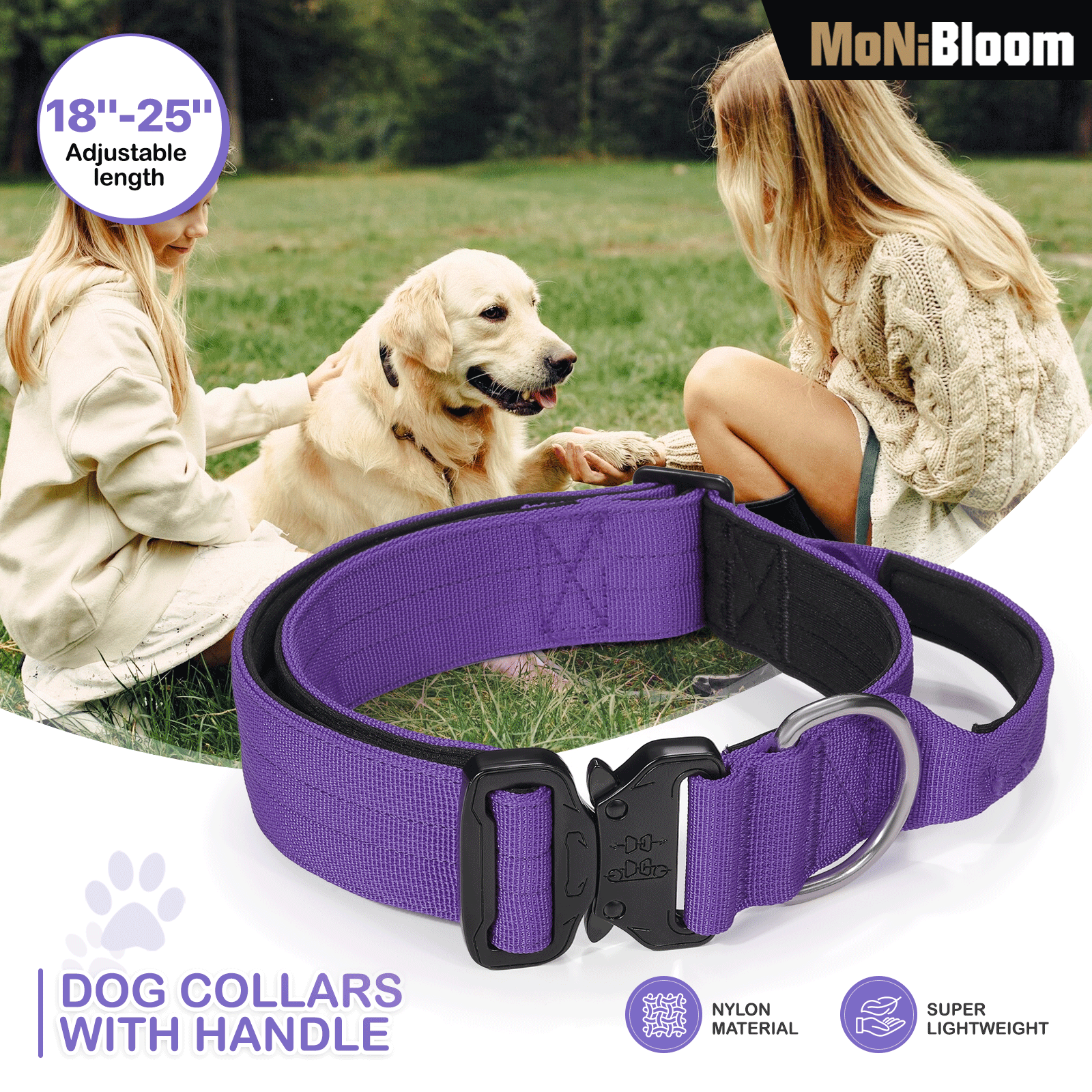 Monibloom Tactical Dog Collar With Handle, 1.5 Inch Wide Heavy Duty Military Collar For Medium Large Dog Walking, Training, Running
Monibloom Tactical Dog Collar With Handle, 1.5 Inch Wide Heavy Duty Military Collar For Medium Large Dog Walking, Training, Running