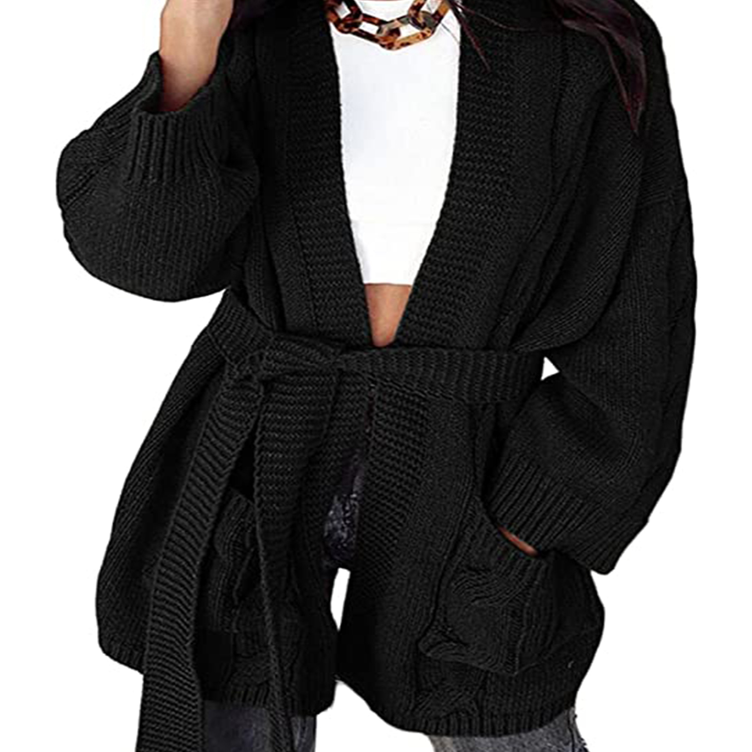 Women's Solid Belted Cardigan, V-neck Long Sleeve Cardigan For Fall & Winter, Women's Clothing
Women's Solid Belted Cardigan, V-neck Long Sleeve Cardigan For Fall & Winter, Women's Clothing