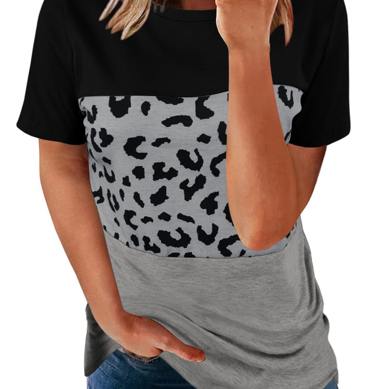 Color Block Short Sleeve T-shirt, Crew Neck Casual Top For Summer & Spring, Women's Clothing
Color Block Short Sleeve T-shirt, Crew Neck Casual Top For Summer & Spring, Women's Clothing