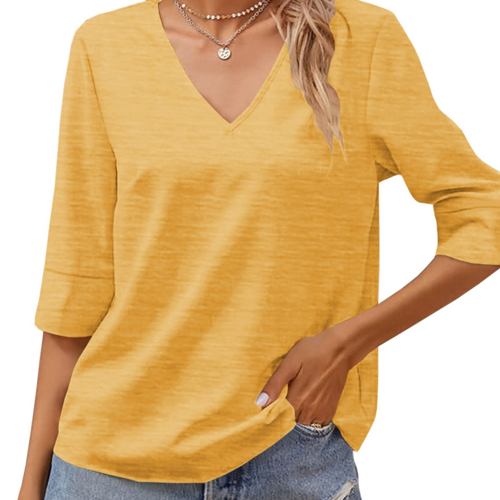 Women's Oversized V-neck Shirt Summer Casual Half Sleeve Tunic Top Loose Solid Color Basic T-shirt
Women's Oversized V-neck Shirt Summer Casual Half Sleeve Tunic Top Loose Solid Color Basic T-shirt