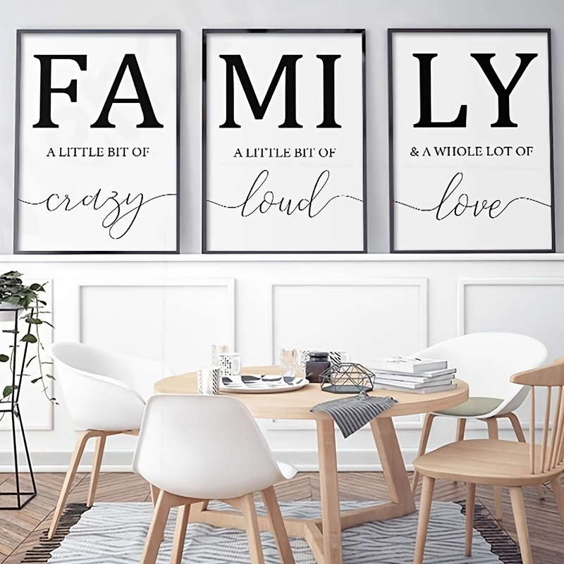 

3pcs 15.7*23.6in Frameless Simple Black White Family Wall Poster, Wall Canvas, Canvas Painting