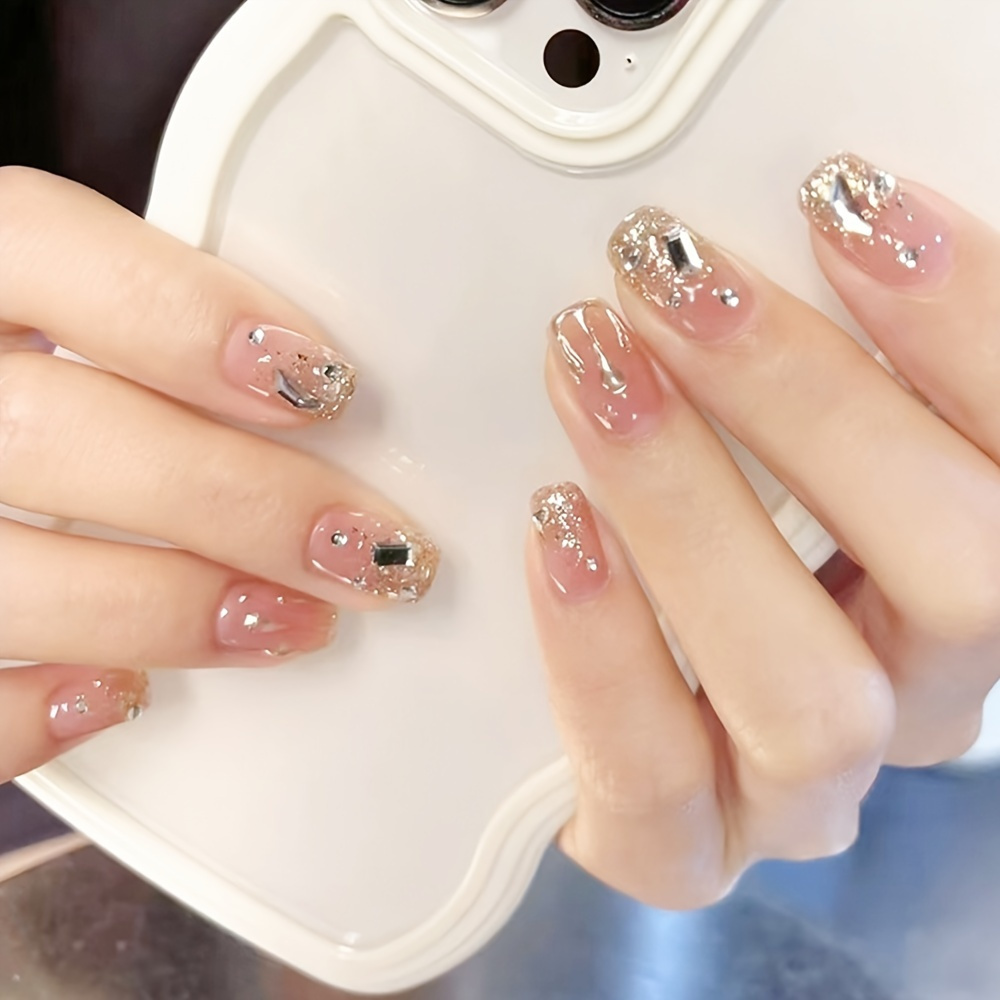 Fake Nails Short Press On Nails Rhinestone Shiny Coffin Acrylic False Nails With Glue Sticker Women's Nails False Nails 24 Pcs
Fake Nails Short Press On Nails Rhinestone Shiny Coffin Acrylic False Nails With Glue Sticker Women's Nails False Nails 24 Pcs