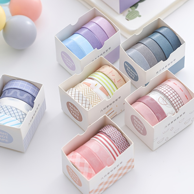 

5 Rolls Thin Washi Tape Set Decorative Masking Tape For Journaling, Diy, Crafts, Scrapbooking 10mm(0.4 Inch) Wide 2 Meters(2.2 Yards) Long