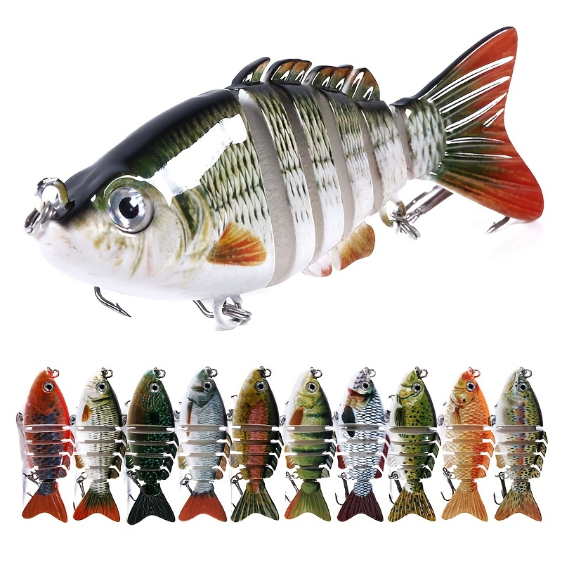 

1pc 6-segment Lifelike Fishing Hard Lure Crankbait With 3d Eyes And 2 Hooks - Ideal For Catching Bass, Pike, And More - 3.15in (8cm) And 13g - Must-have Fishing Accessory