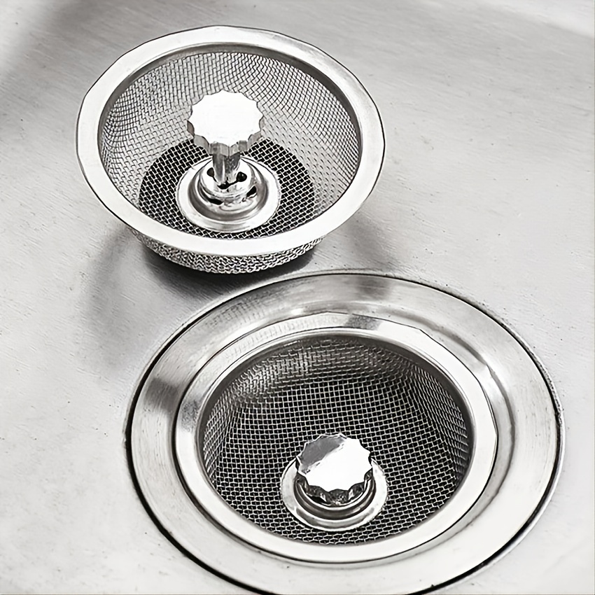 

1pc Sink Filter With Plug, Stainless Steel Water Filter, Wash Basin Slag Screen, Bathroom Accessories