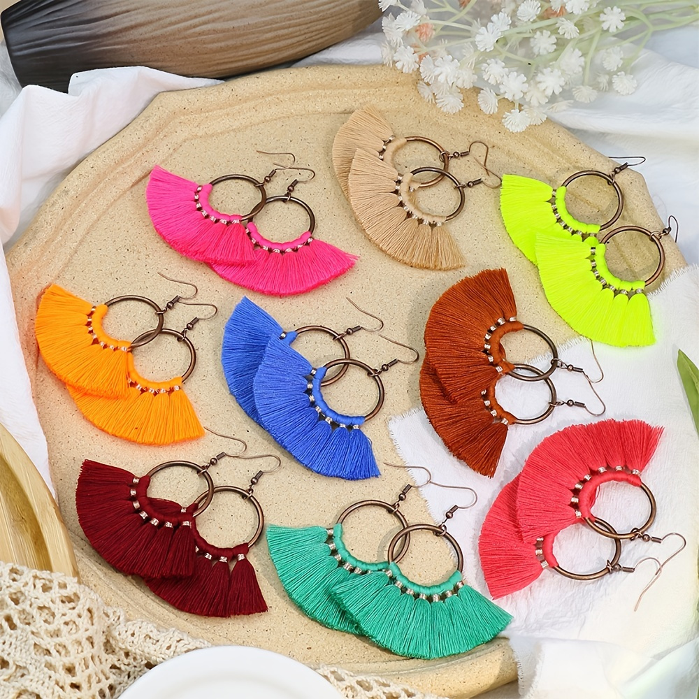9 Pairs Boho Earrings Round Colorful Tassel Drop Earrings Charms Jewelry Gift Birthday Gifts For Women Wife Her
9 Pairs Boho Earrings Round Colorful Tassel Drop Earrings Charms Jewelry Gift Birthday Gifts For Women Wife Her