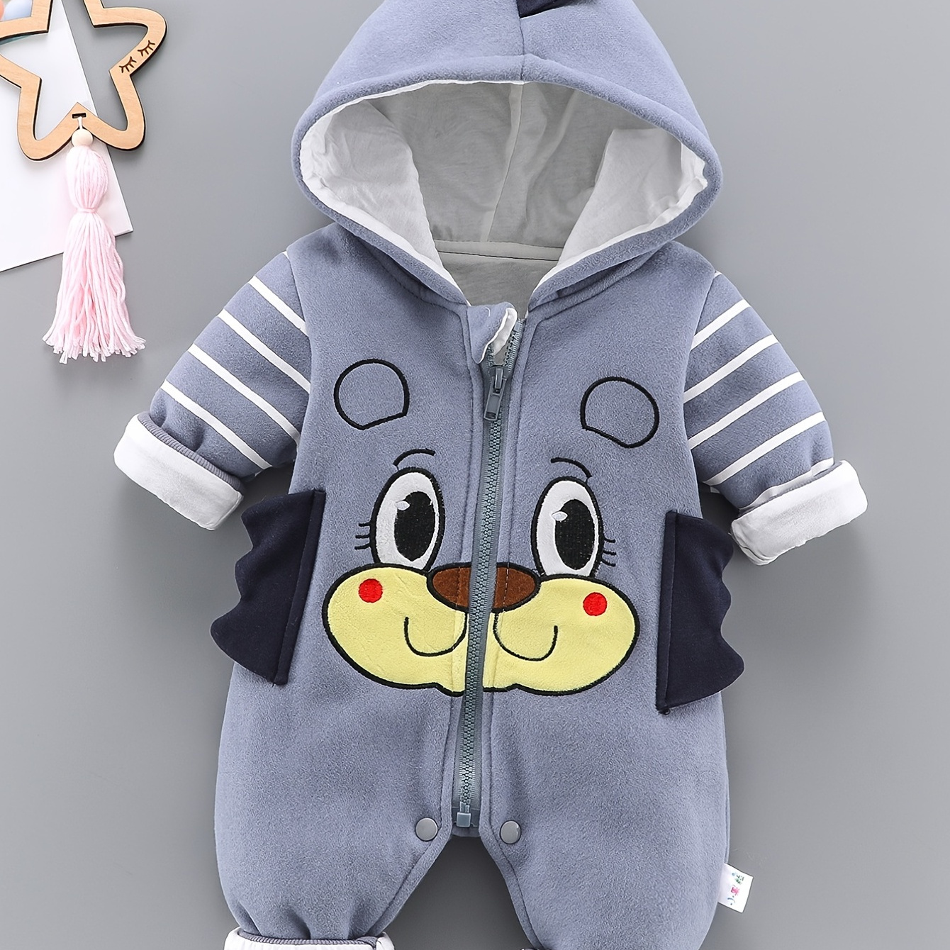 Baby Boys 3d Cartoon Design Jumpsuit, Cotton Striped Hooded 1 Piece Outerwear Baby Clothes
Baby Boys 3d Cartoon Design Jumpsuit, Cotton Striped Hooded 1 Piece Outerwear Baby Clothes