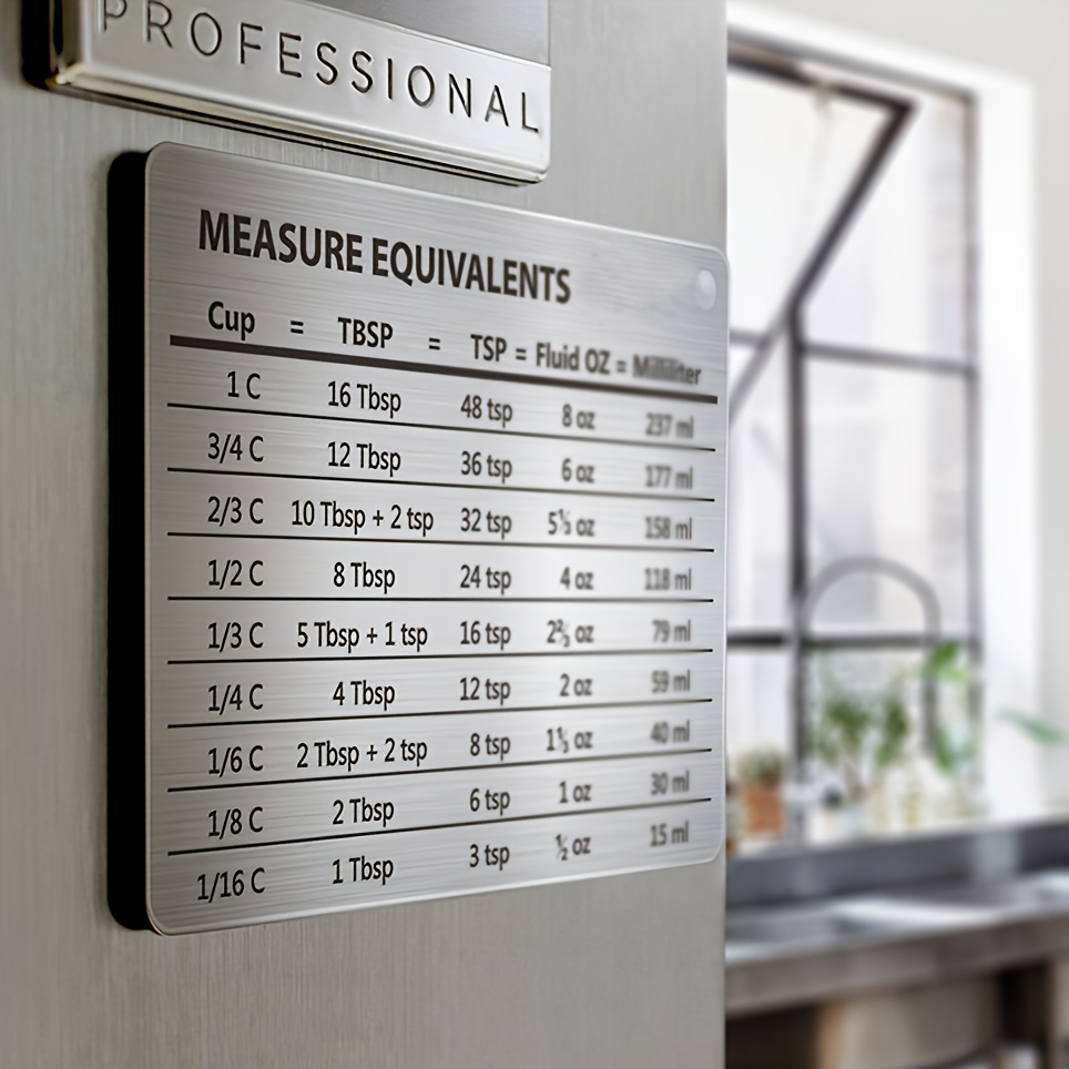 

1pc/1set, Measurement Conversion Chart Refrigerator Magnet, Baking Measuring Cups Scale Plate Accessories Professional Kitchen Measurement Conversion Chart For Cups