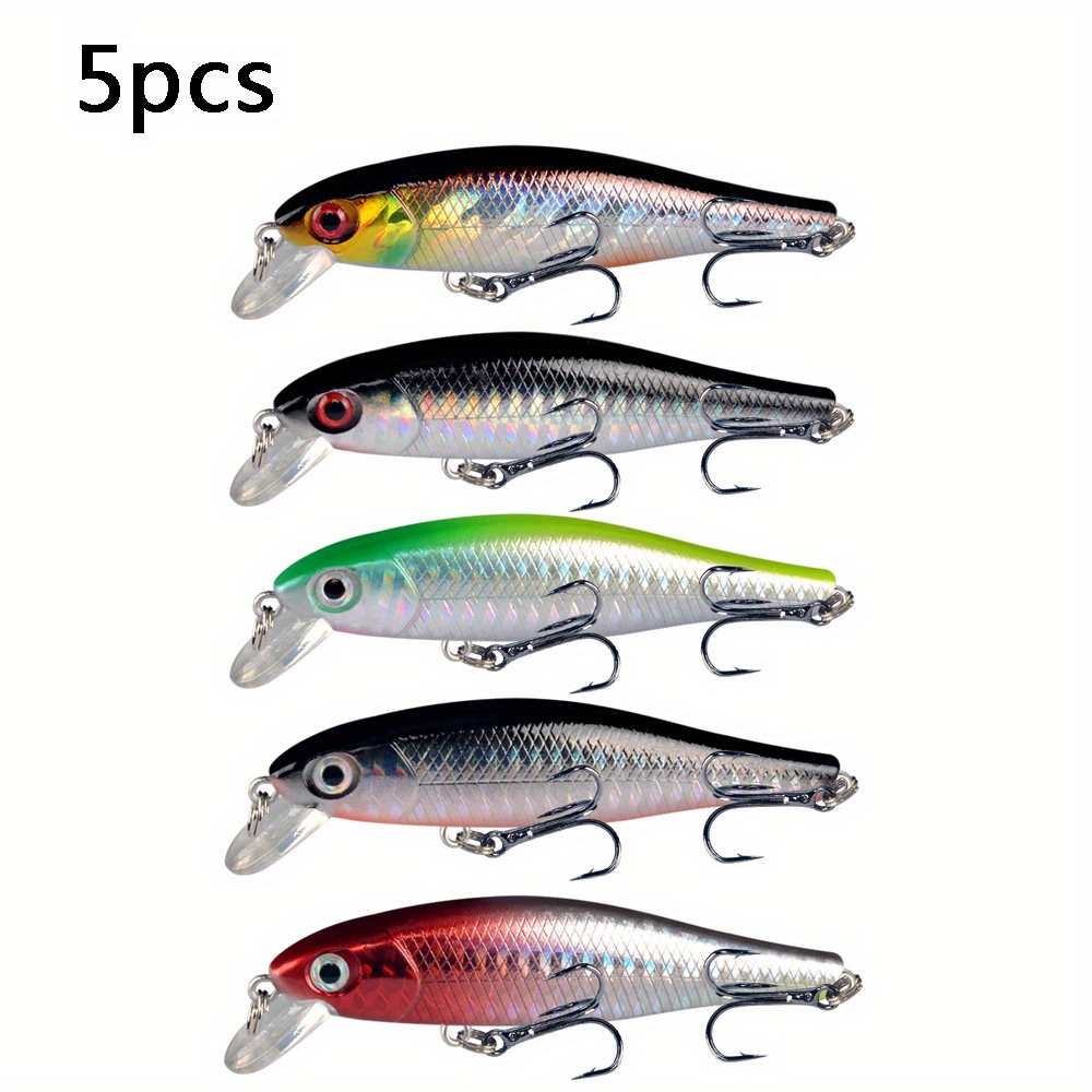 Pcs Set Minnow Lure Artificial Bait With Trible Hook Plastic Fishing