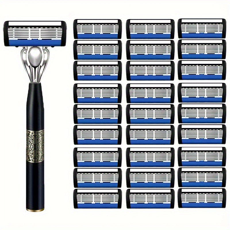 

Safety Razors Washable Classic Metal Normal Beard And Mustache, 7-layers Manual Men's Razor, Stainless Steel Blades Razor For Men With Precision Trimmer, Metal Razor Holder, Replacement Blades