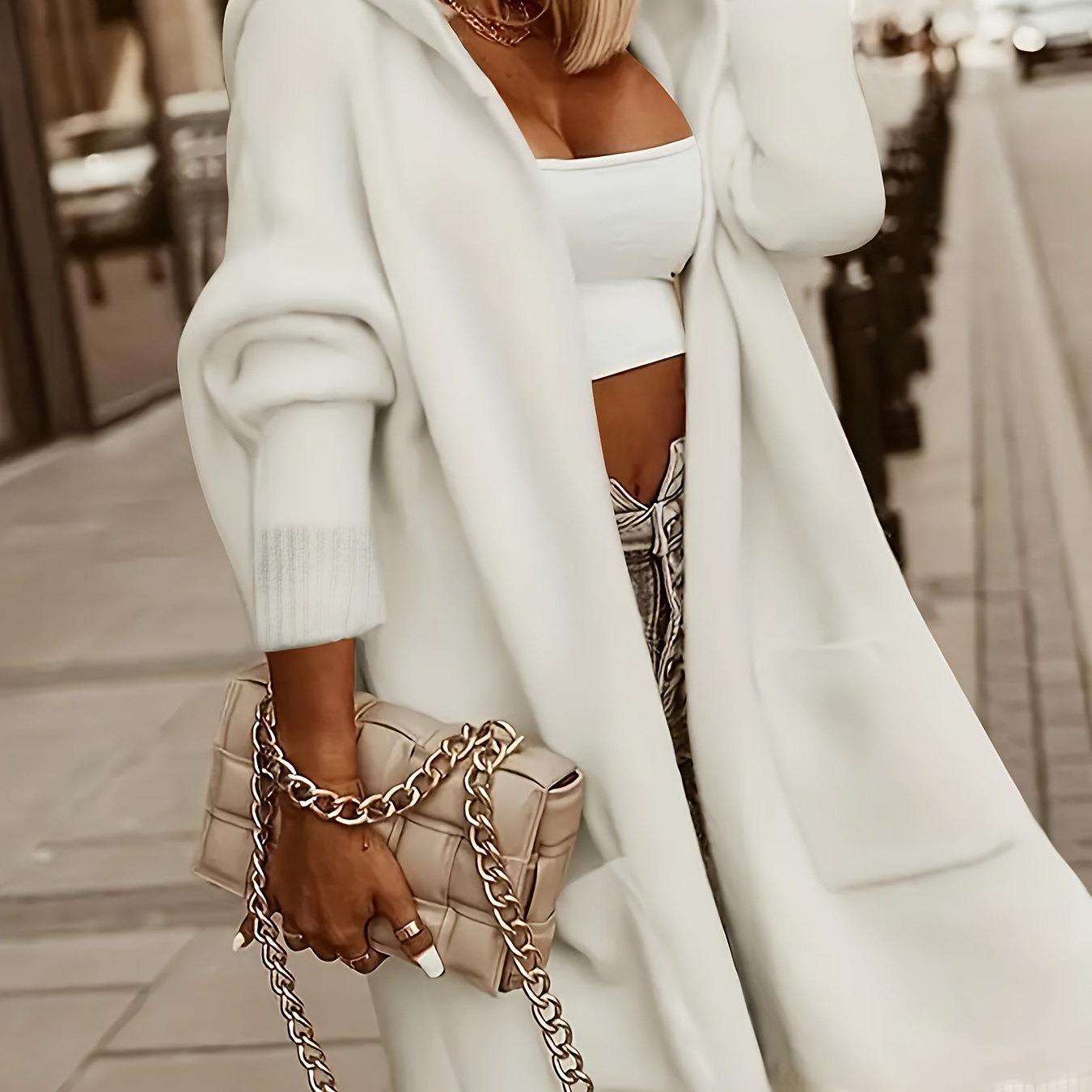Plus Size Casual Cardigan, Women's Plus Letter Print Long Sleeve Open Front Hooded Cardigan With Pockets
Plus Size Casual Cardigan, Women's Plus Letter Print Long Sleeve Open Front Hooded Cardigan With Pockets