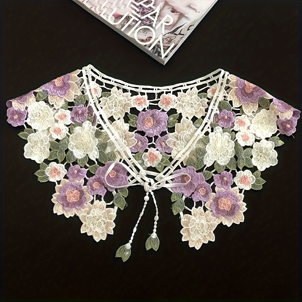 Embroidery Lace Fake Collar Colorful Embroidery Collar Petal Hollow Out Shawl Elegant Lace Up Decoration Short Shawl
Embroidery Lace Fake Collar Colorful Embroidery Collar Petal Hollow Out Shawl Elegant Lace Up Decoration Short Shawl