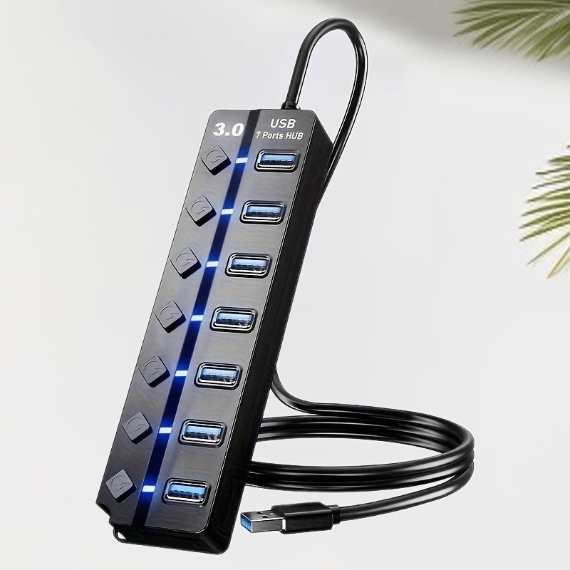 Usb 3.0 , 7-port Splitter With Independent On/off Switches And Led Indicators, 3.2 Ft/1 M Cable, Compatible With Macbook, Laptop, Surface Pro, Ps4, Pc, Flash Drives,
Usb 3.0 , 7-port Splitter With Independent On/off Switches And Led Indicators, 3.2 Ft/1 M Cable, Compatible With Macbook, Laptop, Surface Pro, Ps4, Pc, Flash Drives,