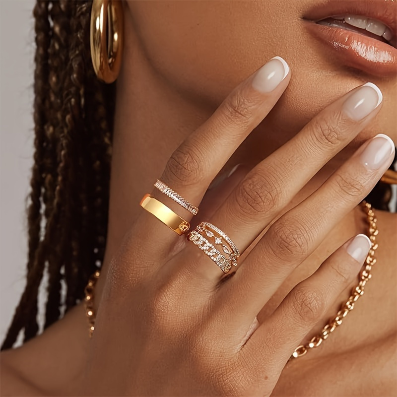 5 Pcs/set Fashionable And Minimalist Inlaid Artificial Zircon Ring Diamond Ring Set For Women Wedding Jewelry 
5 Pcs/set Fashionable And Minimalist Inlaid Artificial Zircon Ring Diamond Ring Set For Women Wedding Jewelry
