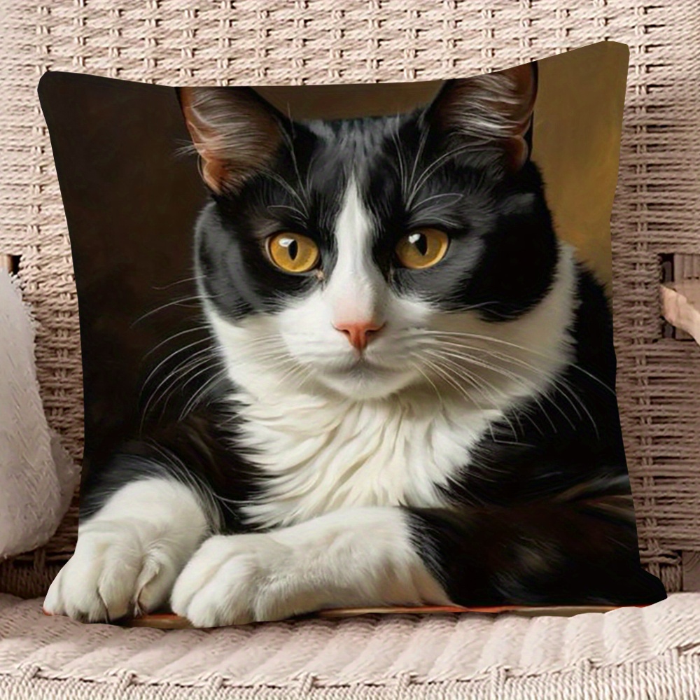 Chic Black & White Cat Art Throw Pillow Cover, 18x18 Inch - Soft Plush, Double-sided Design For Home Decor, Living Room, Bedroom, And Outdoor , For Christmas
Chic Black & White Cat Art Throw Pillow Cover, 18x18 Inch - Soft Plush, Double-sided Design For Home Decor, Living Room, Bedroom, And Outdoor , For Christmas