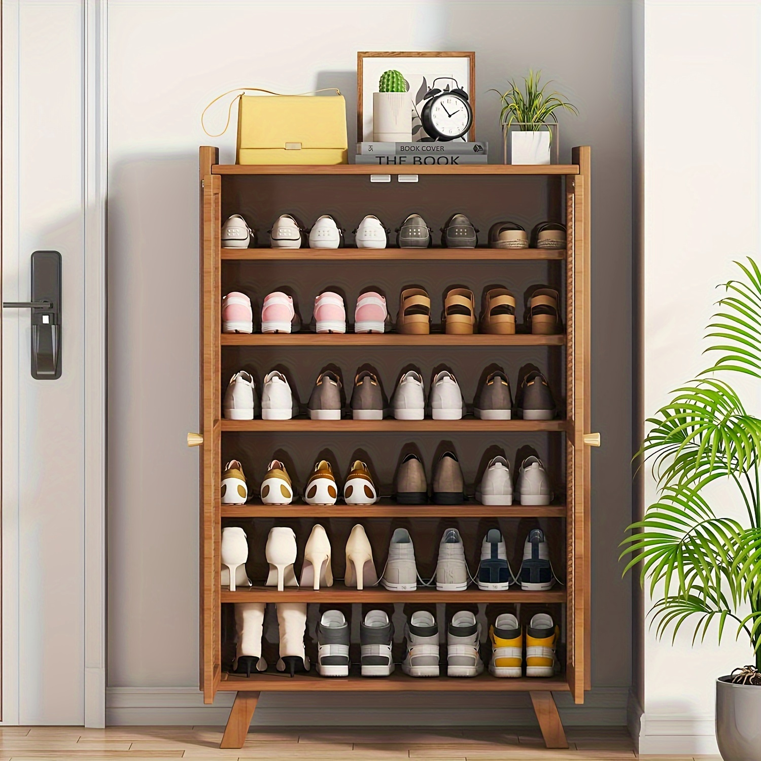 7-layer Bamboo Shoe Storage Box With Door, Large Capacity Shoe Storage Locker With Shelf, Freestanding Shoe Rack Storage Box For Closets, Entrances, Corridors Free Standing Shoe Racks
7-layer Bamboo Shoe Storage Box With Door, Large Capacity Shoe Storage Locker With Shelf, Freestanding Shoe Rack Storage Box For Closets, Entrances, Corridors Free Standing Shoe Racks