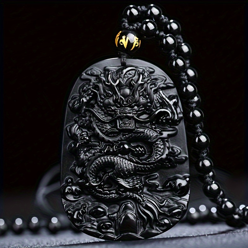 1pc Retro Ethnic Style Obsidian Pendant Necklace, With Dragon Pattern, Necklace For Men And Women, Ideal Choice For Gifts
1pc Retro Ethnic Style Obsidian Pendant Necklace, With Dragon Pattern, Necklace For Men And Women, Ideal Choice For Gifts