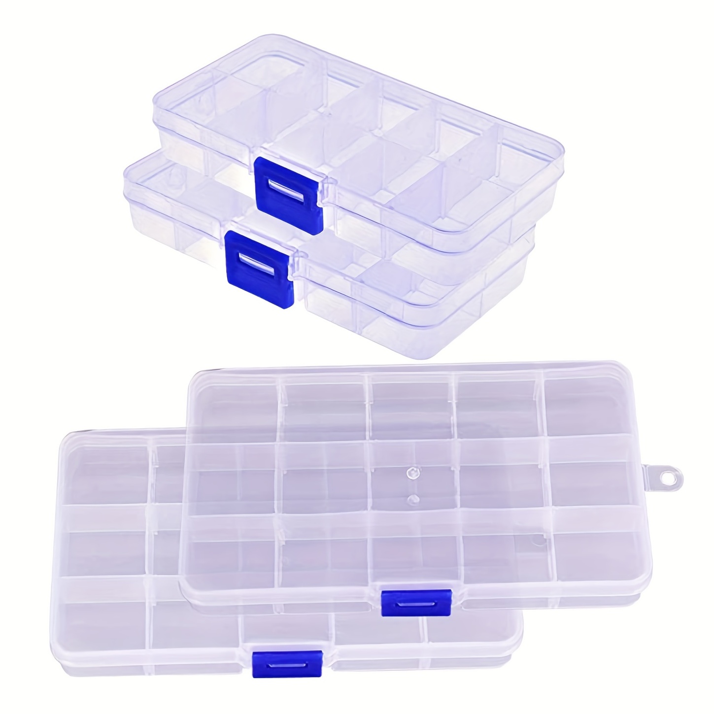 

4pcs Travel-friendly Clear Plastic Bead Storage Container With 10/15 Grids - Perfect For Organizing Jewelry, Rings, And Small Parts