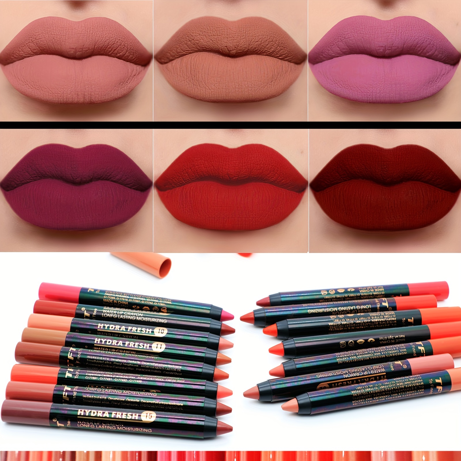 

15 Colors Lipstick Pencil, Waterproof Lip Gloss, Long Lasting Nude Makeup Velvet Matte Lipstick Valentine's Day Gifts
