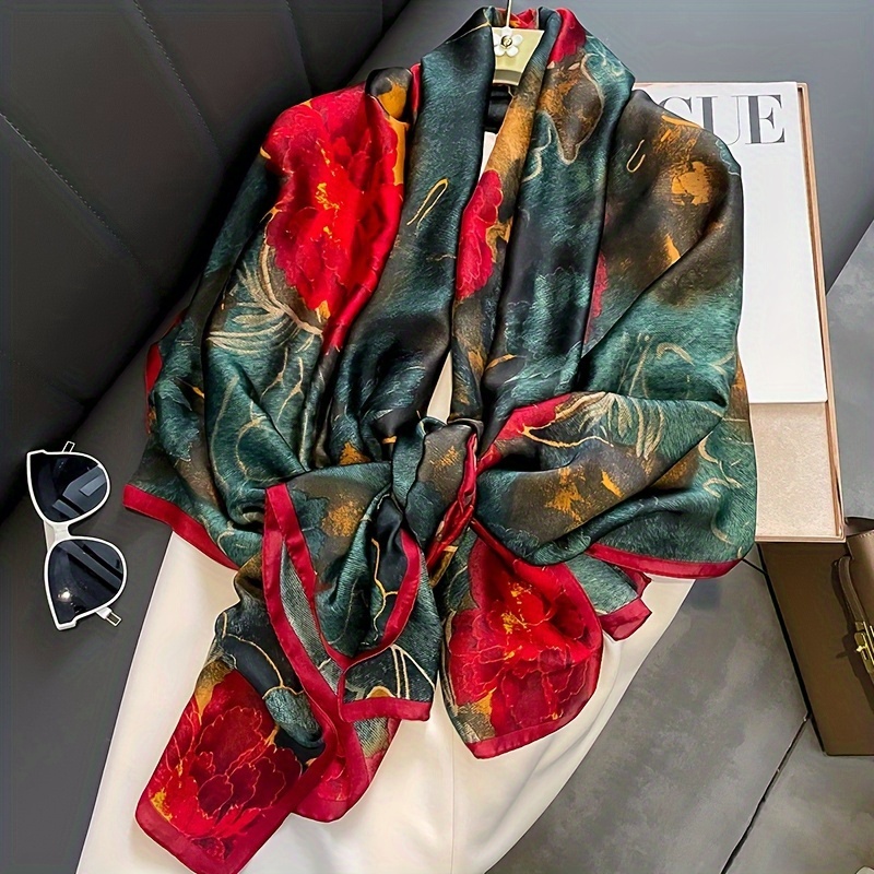 Vibrant Floral Print Lightweight Scarf For Women - Elegant Red, Yellow & Green Design With Golden Accents, Soft Polyester Shawl For Autumn & Winter, Wrap For Evening , Hair Scarf
Vibrant Floral Print Lightweight Scarf For Women - Elegant Red, Yellow & Green Design With Golden Accents, Soft Polyester Shawl For Autumn & Winter, Wrap For Evening , Hair Scarf