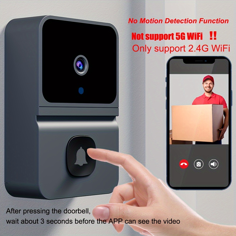 

1pc Smart Visual Doorbell, Wireless Wifi Household Low Power Consumption Long Standby, App Remote Intercom, Free Rolling Cloud Storage(build In Battery)