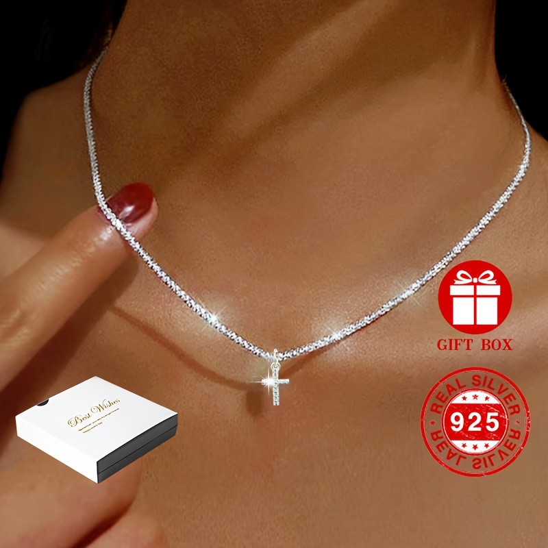 Mini Cross 925 Silver Necklace Elegant Luxury Neck Chain Accessory Elegant Neck Chain With Gift Box
Mini Cross 925 Silver Necklace Elegant Luxury Neck Chain Accessory Elegant Neck Chain With Gift Box
