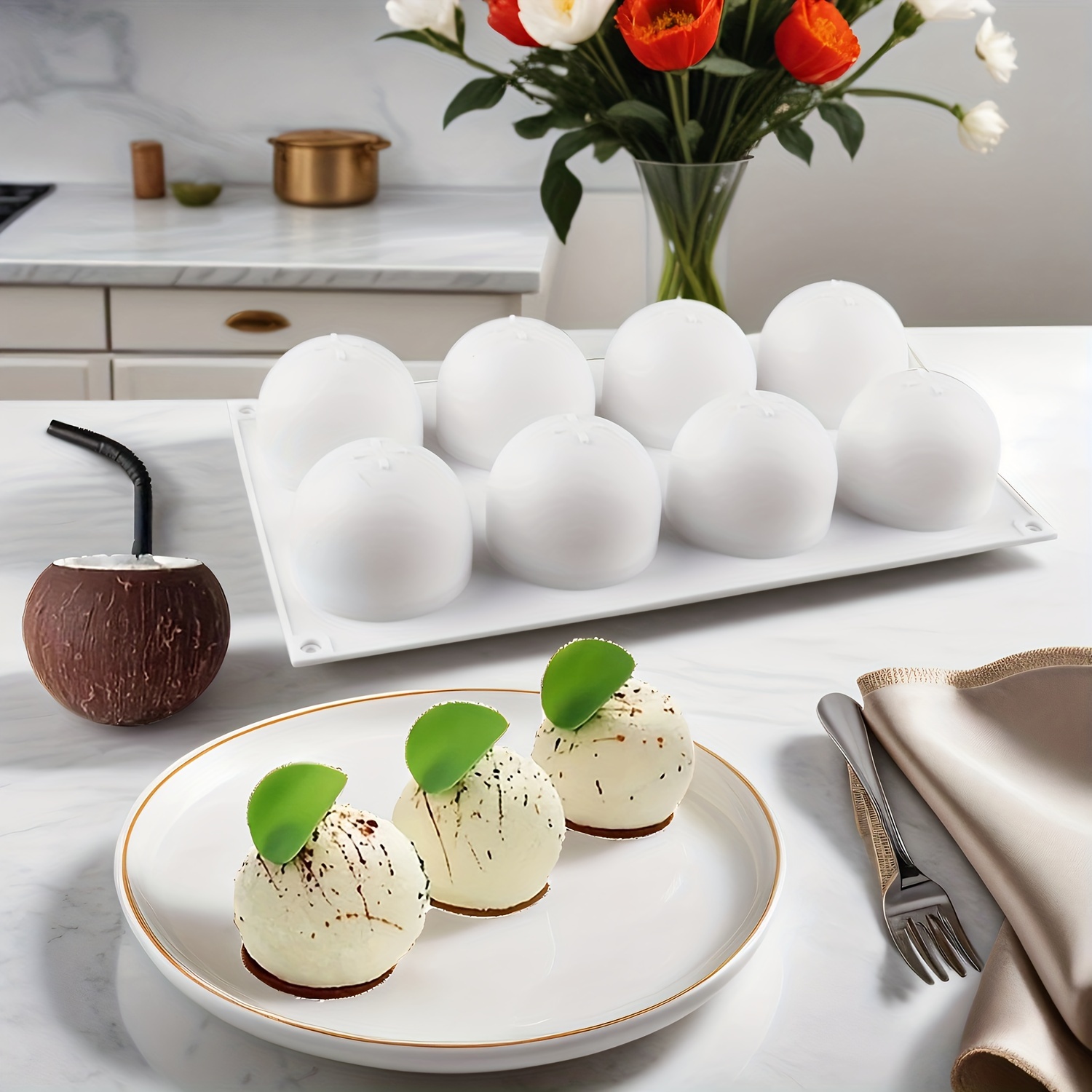 1 Pc Cake Silicone Mold, 8 Cavities Round Mold, Cake Chocolate Mold, Silicone Half Sphere Candy Truffle Baking Tray, Kitchen Accessories, Baking Tools, Diy Supplies
1 Pc Cake Silicone Mold, 8 Cavities Round Mold, Cake Chocolate Mold, Silicone Half Sphere Candy Truffle Baking Tray, Kitchen Accessories, Baking Tools, Diy Supplies