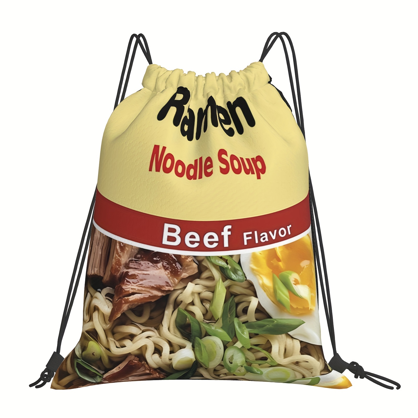 1pc Funny Printed Drawstring Bag Backpack, Ramen Soup Beef Flavor Chicken Flavor Backpack Drawstring Bag, Beach Bag Portable Sports Casual Backpack Suitable For Travel Shopping Sports Yoga
1pc Funny Printed Drawstring Bag Backpack, Ramen Soup Beef Flavor Chicken Flavor Backpack Drawstring Bag, Beach Bag Portable Sports Casual Backpack Suitable For Travel Shopping Sports Yoga