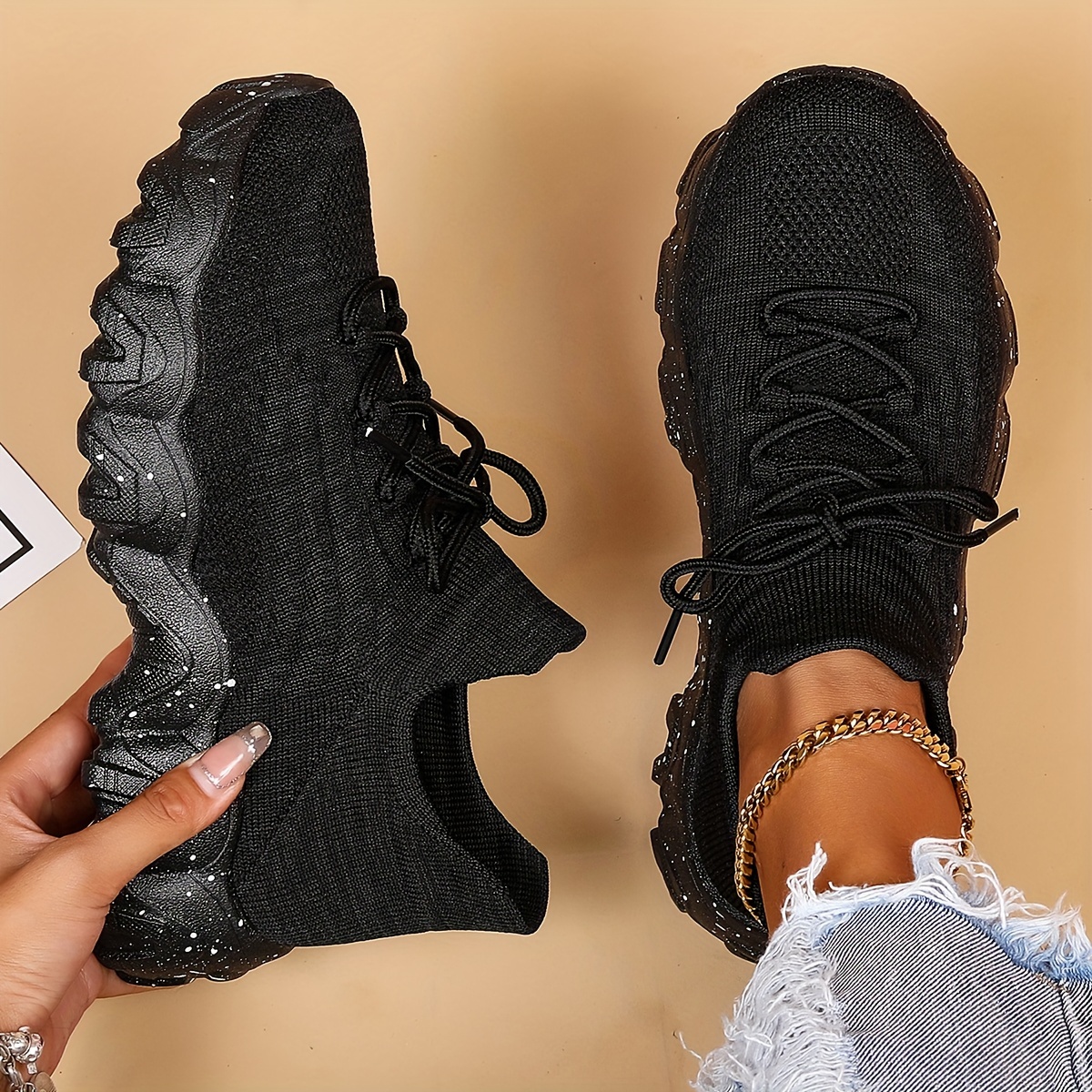 Women's Leisure Knit Sneakers, Breathable Low Top Lace Up Lightweight Casual Shoes, Women's Running Shoes
Women's Leisure Knit Sneakers, Breathable Low Top Lace Up Lightweight Casual Shoes, Women's Running Shoes