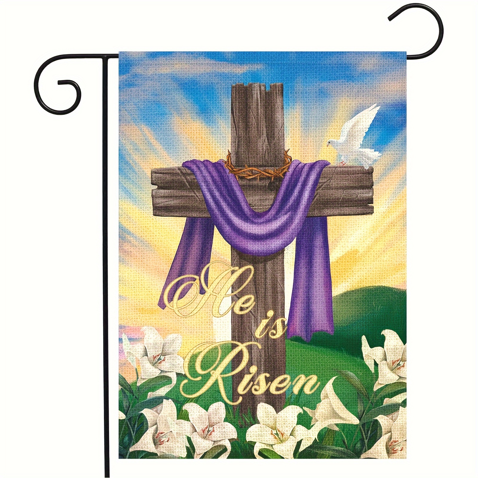 Garden Flag Small Vertical Risen Easter Cross Garden Yard Temu United