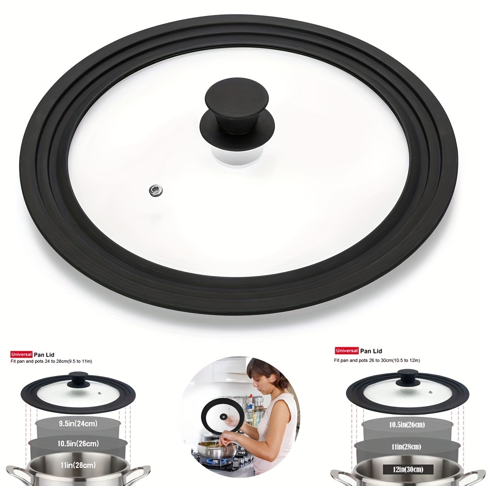 Universal Lid For Pots Pans And Skillets, Tempered Glass With Heat Resistant Silicone Rim Fits 9.5" To 12" Pots Diameter Cookware
Universal Lid For Pots Pans And Skillets, Tempered Glass With Heat Resistant Silicone Rim Fits 9.5" To 12" Pots Diameter Cookware