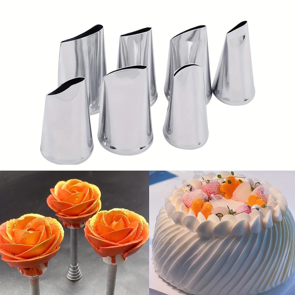 7pcs, Rose Piping Tips, Stainless Steel Piping Nozzles, For Filling Cream Cupcakes Puffs Sandwich Biscuits, Cakes Decoration, Baking Tools, Cooking Accessories, Kitchen Gadgets, Kitchen Items
7pcs, Rose Piping Tips, Stainless Steel Piping Nozzles, For Filling Cream Cupcakes Puffs Sandwich Biscuits, Cakes Decoration, Baking Tools, Cooking Accessories, Kitchen Gadgets, Kitchen Items