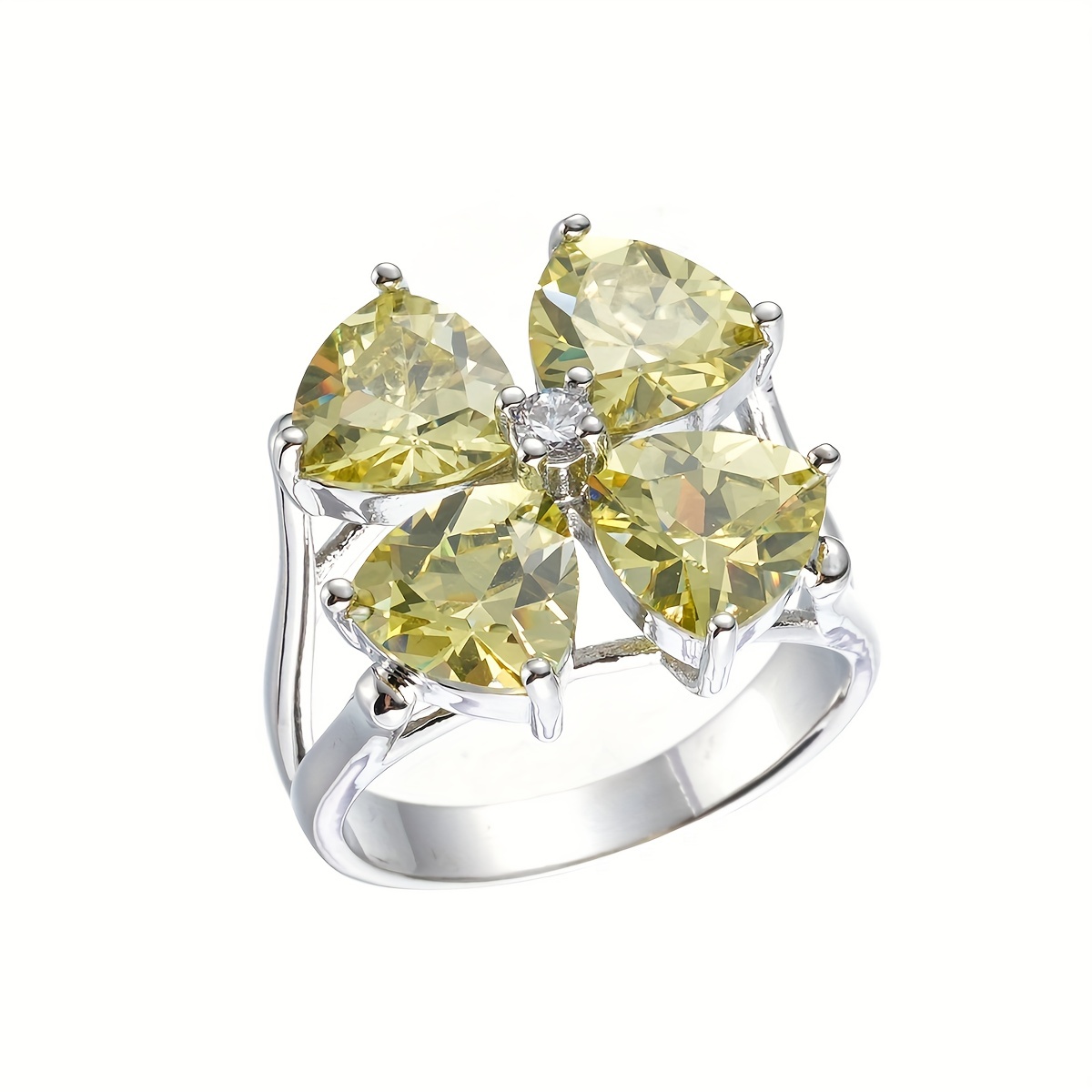 Men S Brilliant Shiny Yellow Cubic Zirconia Colored Stone Ring Fashion