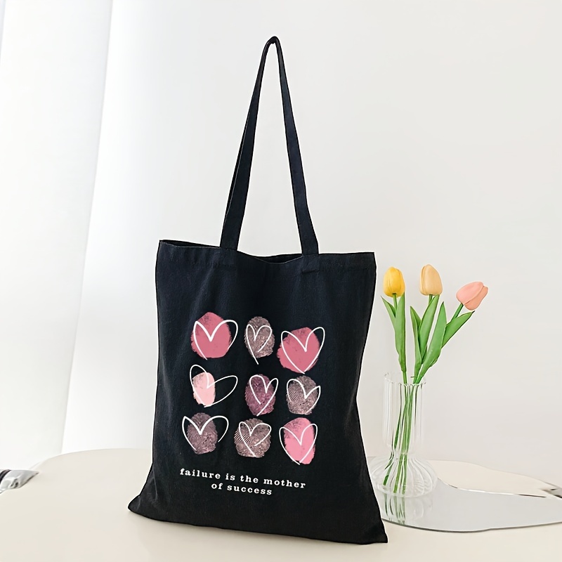 Letter Fingerprint Love Print Tote Bag, Aesthetic Canvas Shoulder Bag, Lightweight Shopping Bag & Book Handbag
Letter Fingerprint Love Print Tote Bag, Aesthetic Canvas Shoulder Bag, Lightweight Shopping Bag & Book Handbag