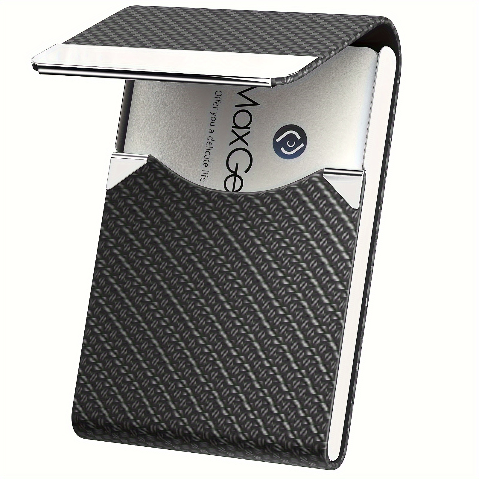 1pc Sleek Black Leather Business Card Holder For Men - Rfid Blocking, Magnetic Closure, Carbon Fiber Design, Ideal For Professional Use
1pc Sleek Black Leather Business Card Holder For Men - Rfid Blocking, Magnetic Closure, Carbon Fiber Design, Ideal For Professional Use