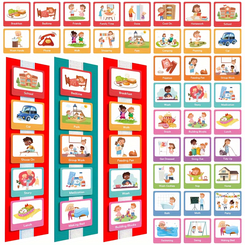 60pcs Visual Schedule Cards, Daily Routine Cards For Home Day Night Routine Chart Cards, Visual Wall Planner Chore Chart
60pcs Visual Schedule Cards, Daily Routine Cards For Home Day Night Routine Chart Cards, Visual Wall Planner Chore Chart