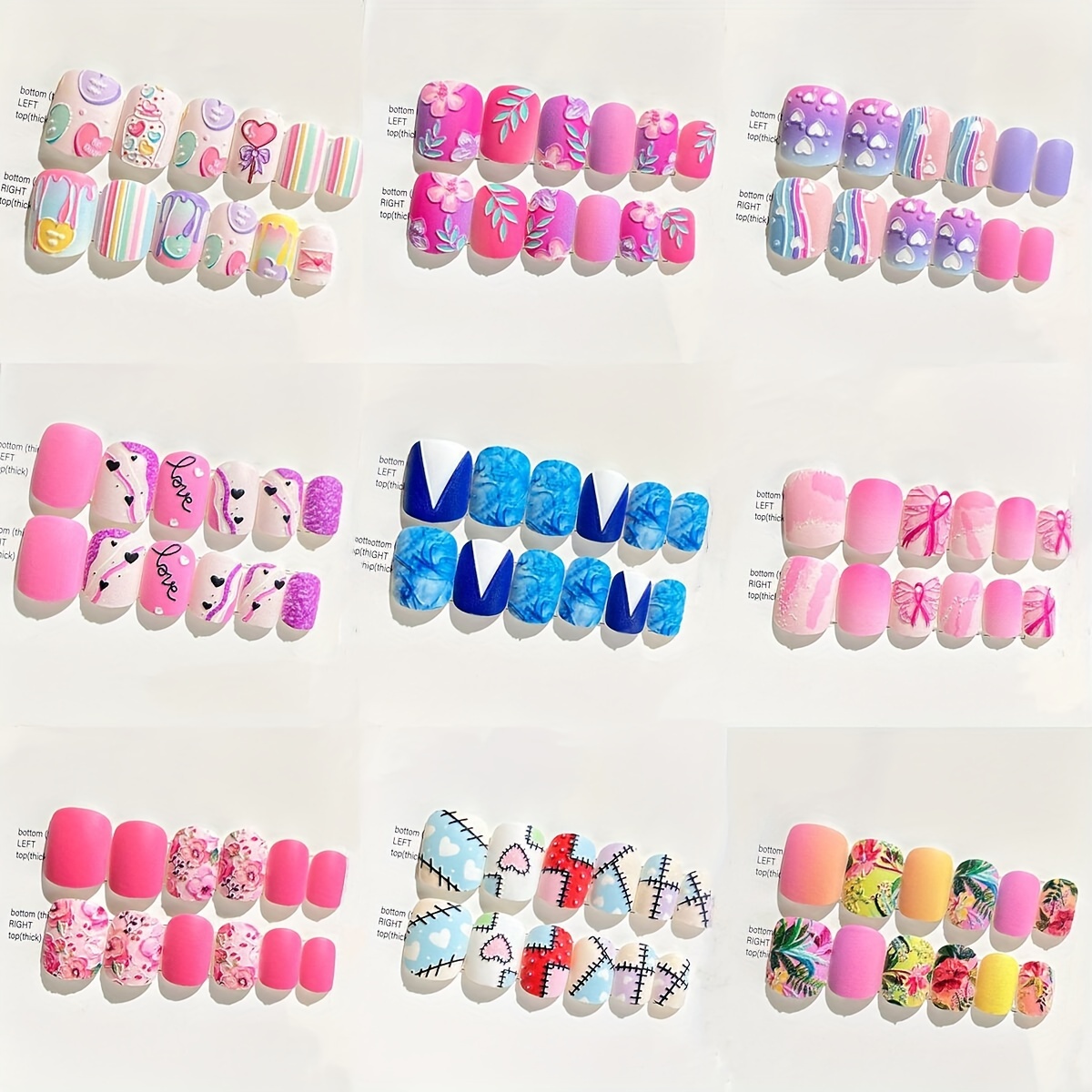 24pcs Matte Short Square Press On Nails - Embossed Fake Nails With Flower, Heart, Rainbow Decor - Sweet False Nails For Women Girls, Multi Choices
24pcs Matte Short Square Press On Nails - Embossed Fake Nails With Flower, Heart, Rainbow Decor - Sweet False Nails For Women Girls, Multi Choices