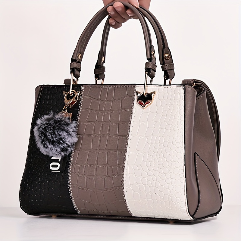 Colorblock Croc Pattern Handbag, Fashion Pu Leather Crossbody Bag, Women's Office & Work Purse
Colorblock Croc Pattern Handbag, Fashion Pu Leather Crossbody Bag, Women's Office & Work Purse