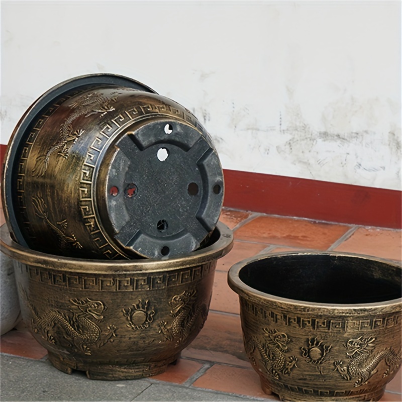 Usa - Sea Shipping - 15 Inches/4pcs - Resin Flowerpot Brushed With Drainage Holes, Thickened And Double Dragon Playing With Pearls Pattern Flowerpot
Usa - Sea Shipping - 15 Inches/4pcs - Resin Flowerpot Brushed With Drainage Holes, Thickened And Double Dragon Playing With Pearls Pattern Flowerpot