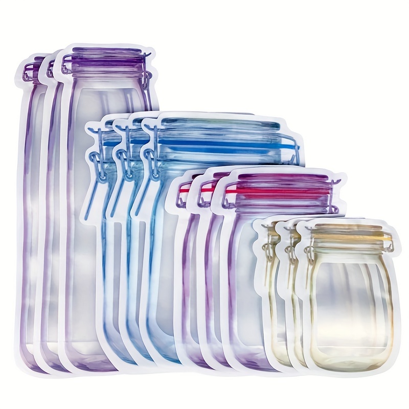 10/12/20pcs Reusable Mason Jar Bottle Bag, Nut Cracker Snack Zipper Sealed Food Storage Bag, Kitchen Freezer Storage Bag, Suitable For Travel Picnic Camping, Kitchen Supplies
10/12/20pcs Reusable Mason Jar Bottle Bag, Nut Cracker Snack Zipper Sealed Food Storage Bag, Kitchen Freezer Storage Bag, Suitable For Travel Picnic Camping, Kitchen Supplies