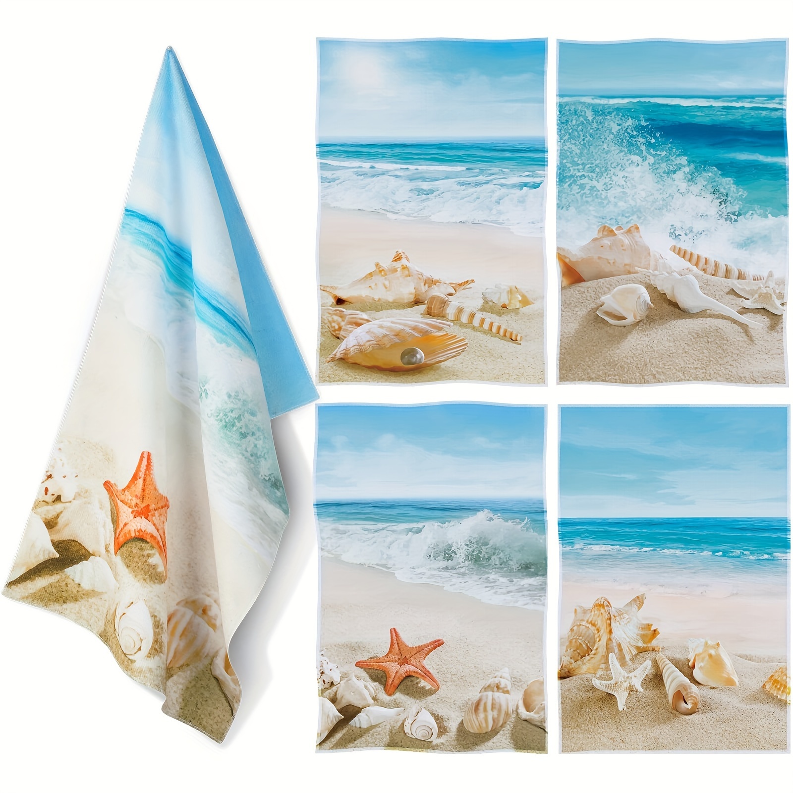 2pcs, Hand Towels, Marine Theme Beach Series Kitchen Towel, Starfish Shell Pattern Decorative Dishcloth, Tea Towel For Holiday, Kitchen Supplies, Room Decor
2pcs, Hand Towels, Marine Theme Beach Series Kitchen Towel, Starfish Shell Pattern Decorative Dishcloth, Tea Towel For Holiday, Kitchen Supplies, Room Decor
