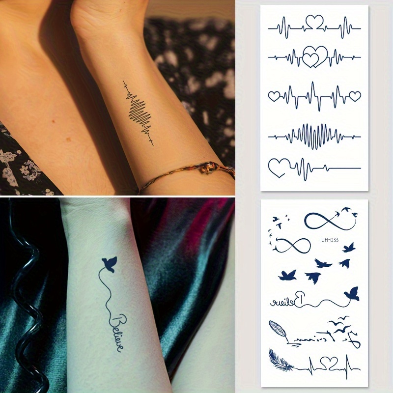 2 Sheets Herbal Juice Love Feather Ecg Small Pattern Tattoo Stickers, Semi-permanent Waterproof Temporary Tattoo Stickers For Women And Men Wrist, Arm Decorations
2 Sheets Herbal Juice Love Feather Ecg Small Pattern Tattoo Stickers, Semi-permanent Waterproof Temporary Tattoo Stickers For Women And Men Wrist, Arm Decorations