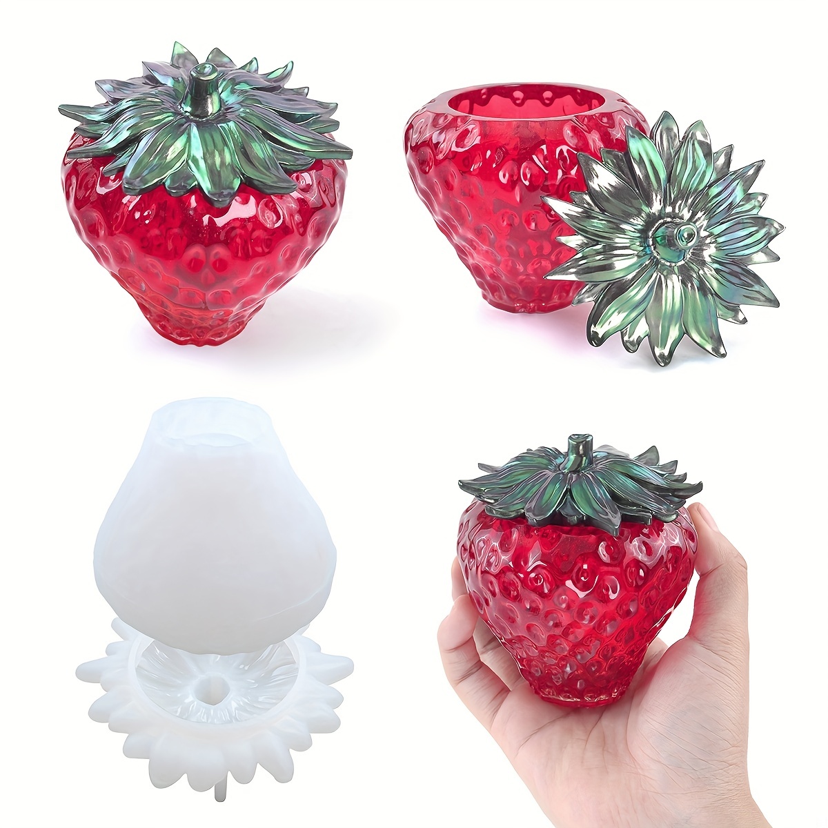 2pcs/set Strawberry Storage Box With Lid Jewelry Box Resin Mold, Fruit Storage Jar Storage Box Epoxy Resin Casting Silicone Mold With Lid For Diy Jewelry Container Candy Box
2pcs/set Strawberry Storage Box With Lid Jewelry Box Resin Mold, Fruit Storage Jar Storage Box Epoxy Resin Casting Silicone Mold With Lid For Diy Jewelry Container Candy Box