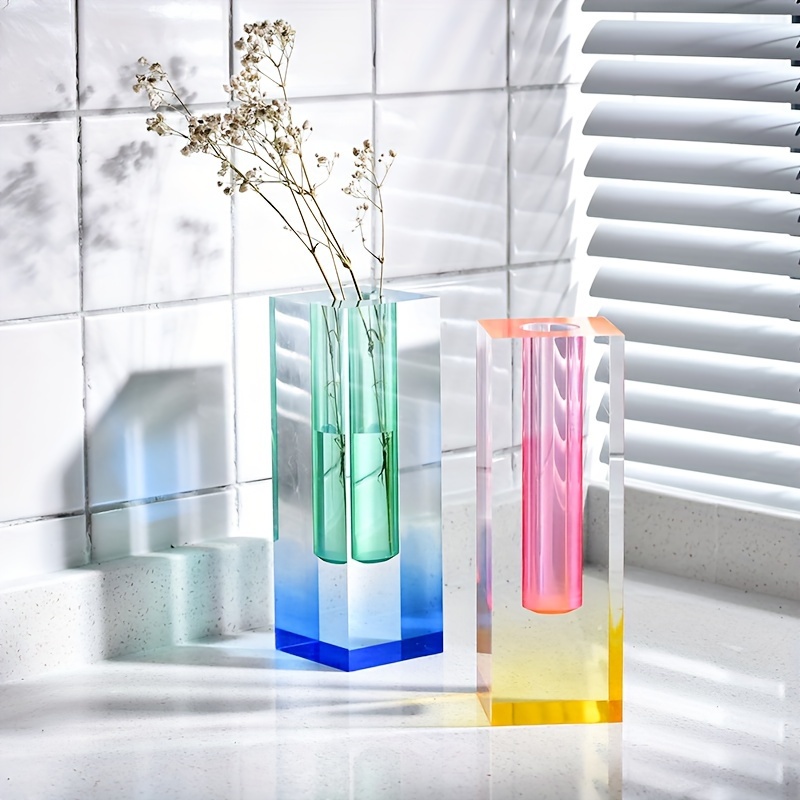 1pc Acrylic Vase For Flowers Aesthetic Room Decor, Unique Gradient Color Vase, Modern Home, Office And Wedding Decor
1pc Acrylic Vase For Flowers Aesthetic Room Decor, Unique Gradient Color Vase, Modern Home, Office And Wedding Decor