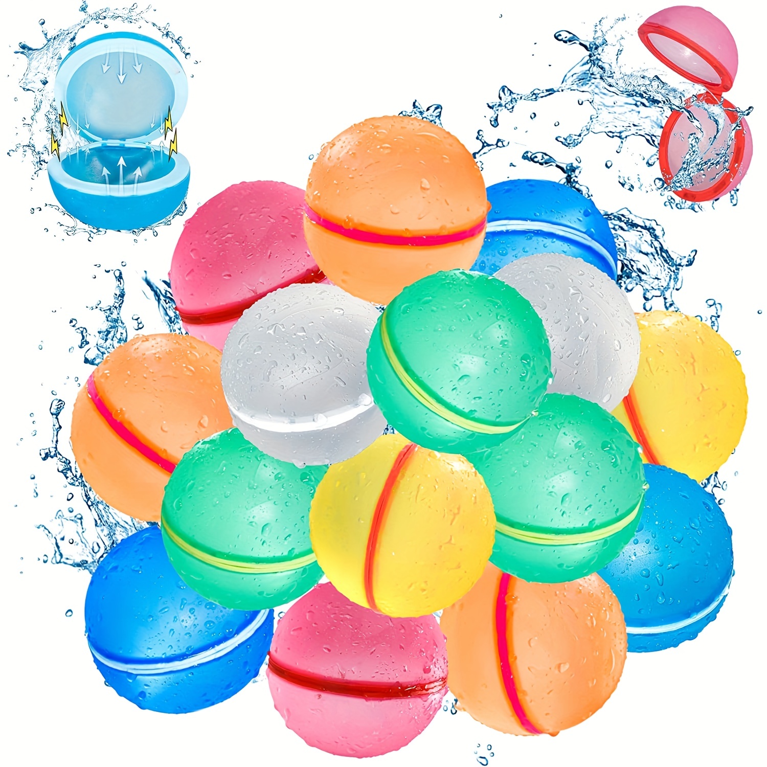 

Reusable Water Balloons, Latex-free Silicone Water Splash Ball, Magnetic Self-sealing Water Bomb For Kids Adults Outdoor Activities Water Games Toy Summer Fun Party Supplies
