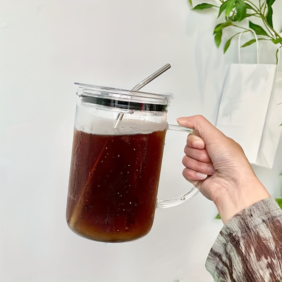 1pc, Large Glass With Lid And Straw, 1l Heavy Duty Glass Water Cup, Iced Coffee Cups, Drinking Cups, Summer Winter Drinkware
1pc, Large Glass With Lid And Straw, 1l Heavy Duty Glass Water Cup, Iced Coffee Cups, Drinking Cups, Summer Winter Drinkware