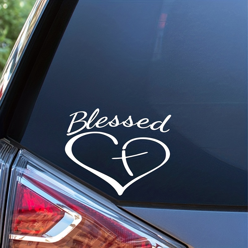 

Show Your Faith With This Stylish Blessed Heart And Cross Decal Sticker For Cars, Trucks, And Laptops!