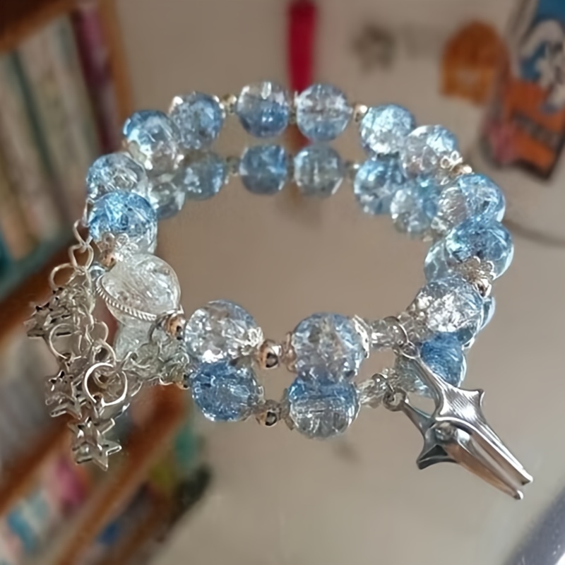 Delicate Blue Glass Beads With Pentagram Design Bracelet Vintage Bohemian Style Trendy Female Gift For Valentine's Day
Delicate Blue Glass Beads With Pentagram Design Bracelet Vintage Bohemian Style Trendy Female Gift For Valentine's Day